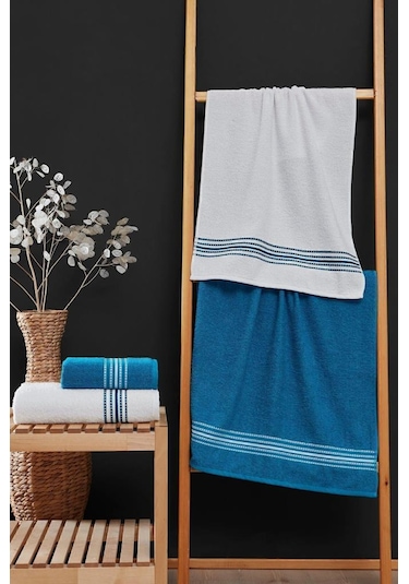 4 Lü Banyo Havlusu Seti Elvin Turkuaz - 70x140 Turkuaz