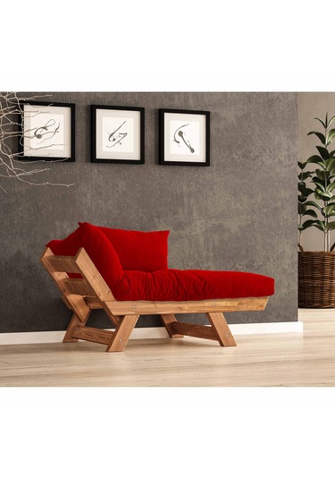 Woodesk Adalar Masif Tik-kırmızı Renk Berjer Cpt8155-140 Kırmızı