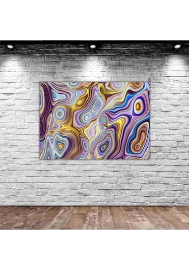 Bk Home Üç Boyutlu Soyut Dalgalı Çizgiler Tasarımlı Kanvas Tablo 70x100cm-5