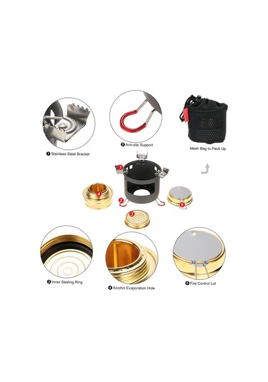 Geeksen Kamp Açık Hava Spirit Alkol Brülörü Kamp Ocağı Alkol Ocağı Braket Destek Seti Kamp Sobası Çok Renkli