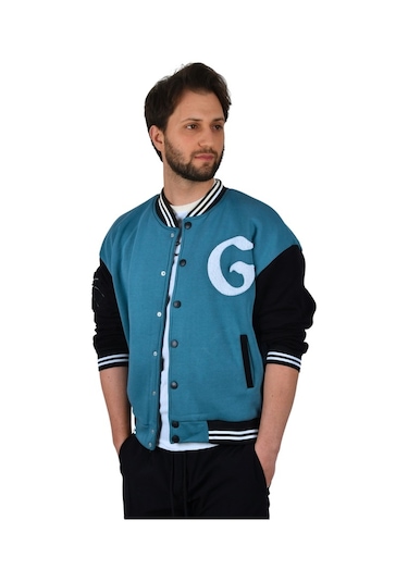 Deepsea Erkek Çıtçıtlı Kolej Mont 2304761 Siyah - Turkuaz