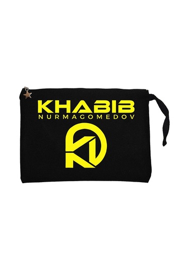 Khabib Logo Siyah Clutch Astarlı Cüzdan / El Çantası Siyah