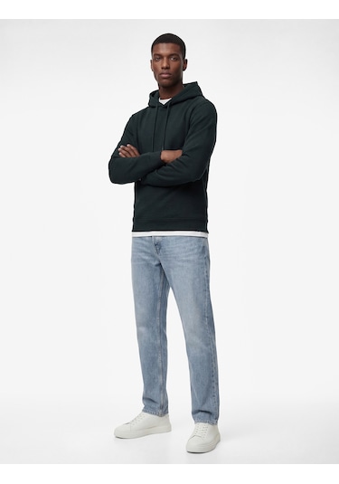 Koton Şardonlu Uzun Kollu Basic Kapşonlu Sweatshirt Yeşil 6wam70015mk Koyu Yeşil