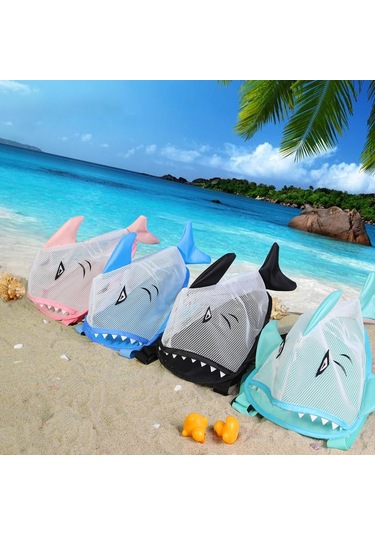 Suntek Yaz Çocukları Mesh Plaj Kabuk Torbası 25x18x15cm Çok Gri