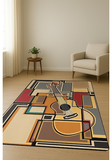 Modern Desenli Dijital Baskı Kaymaz Taban Halı H0962 Renkli