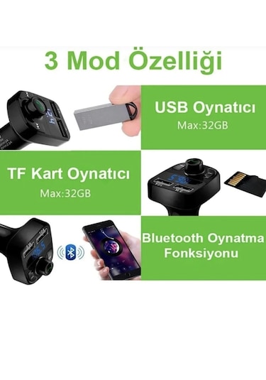 Point Carx8 Araç Kiti Fm Transmitter Bluetooth 5.0 Usb Şarj Aux Gişili Oto Müzik Çalar