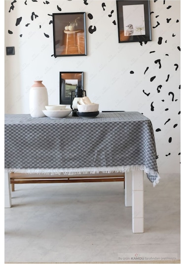 1 Adet 130x170cm Dama Desenli Masa Örtüsü, Sofra Bezi, Piknik Örtüsü, Ekose Desenli Masa Örtüsü Siyah
