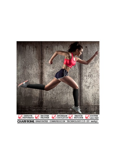 Hombey Kadın Erkek Spor Koşu 15-20 Mmhg Kompresyon Çorapları, Diz Uzunluğunda, Siyah, 3'lü Paket, 2xl 46+ Numara İçin