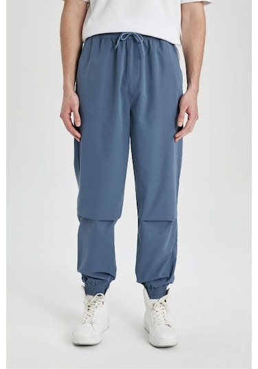 DeFacto Jogger Gabardin Pantolon Regular Beli Bağcıklı Cepli Lastikli Paça B7493AX24SPIN260