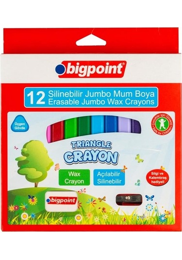 Bigpoint Jumpo Üçgen Mum Boya 12 Renk