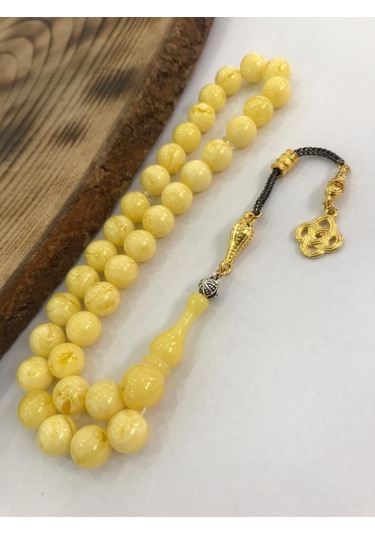 Sultan Telkari Küre Model Beyrut Damlası Kehribar Tespih Sarı