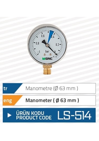 Gnc Manometre Süt Sağım Makinesi Basınç Saati 63 Mm