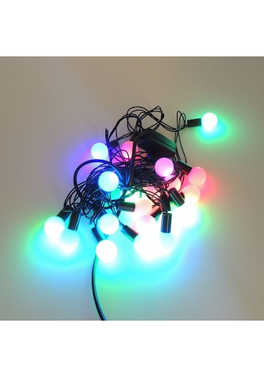 Misket Top Rgb Yılbaşı Ağaç Bahçe Ip Süs Aydınlatma 20 Led Işık 3