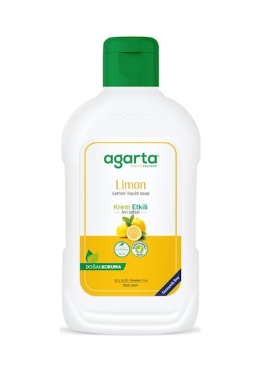 Agarta Doğal Krem Etkili Limon Sıvı Sabun 1500 ML