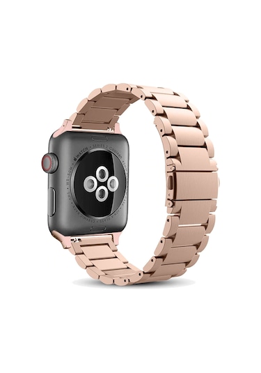 E2M Apple Uyumlu  Watch 42-44MM KRD-05 KLASİK METAL PEMBE