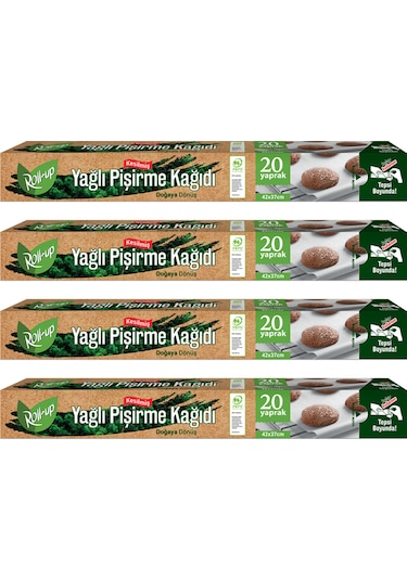 Roll-Up Doğaya Dönüşümlü Kesilmiş Yağlı Pişirme Kağıdı 20 Yaprak Standart