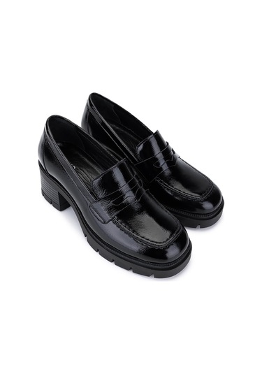 Tamer Tanca Kadın Hakiki Deri Siyah Rugan Topuklu Ayakkabı 1161 529 Bn Ayk Sk25-26 Sıyah Krsk Rgn siyah