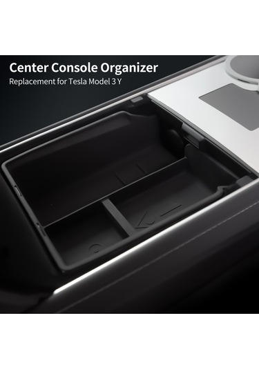 Mufunye Tesla Model 3 Y İçin Orta Konsol Düzenleyici Tepsi Araba Depolama Kutusu Yedeği, Siyah