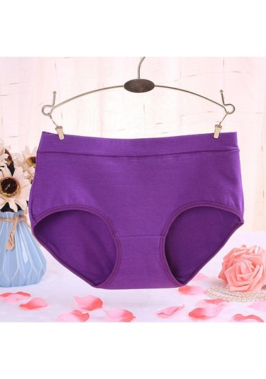 Siyah Fallsweet Kadın Pamuk Külot Katı Orta Bel Külot Rahat Günlük Giyim Bayan Külot Siyah