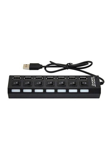 7 Port Usb çoklayıcı hub anahtarlı ışıklı