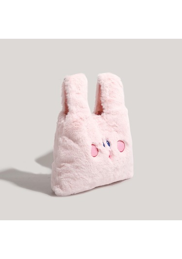 Charhp&kejnt Peluş Çanta El Çantası Sevimli Yumuşak Kız Çizgi Film İşlemeli Kozmetik Çantası Pembe