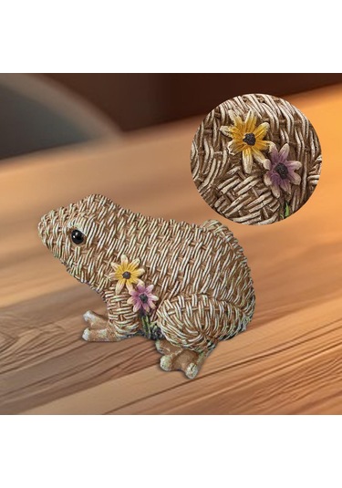 Homyl Kurbağa Heykeli Reçine El Sanatları Süsleme Kitaplık 12x7x9cm