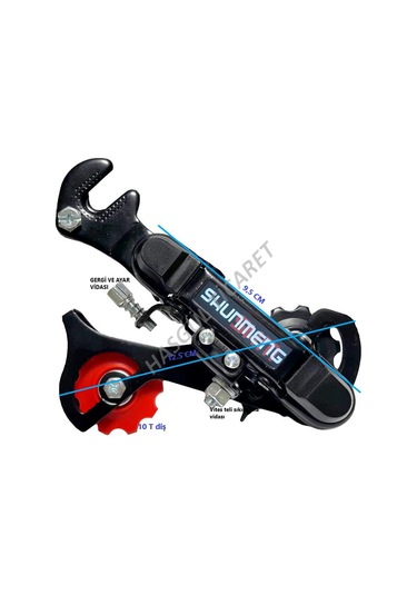 Hsgl Bisiklet Vites Kolu Siyah Ön Attırıcı Arka Attırıcı Set Bisi Kırmızı - Siyah