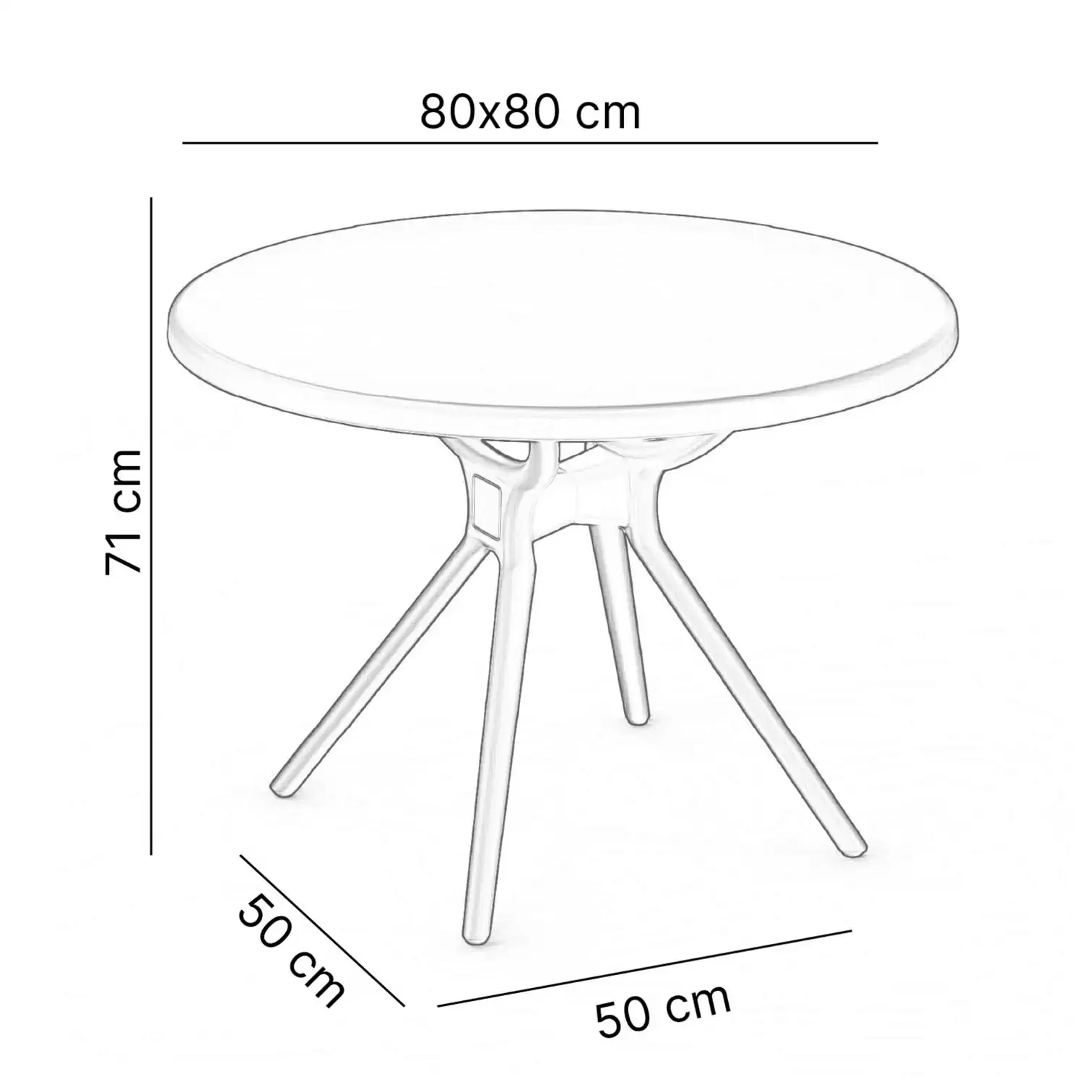 Himalaya 80 Cm Yuvarlak Masa Siyah