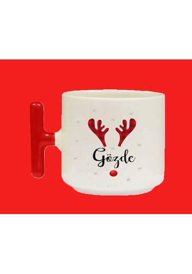 Yeni Yıla Özel G Harfli Isimli Basılı T Kulplu Latte Kupa