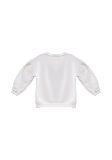 Mininio Kız Bebek Sim Baskılı Sweatshirt - Skasar Ekru