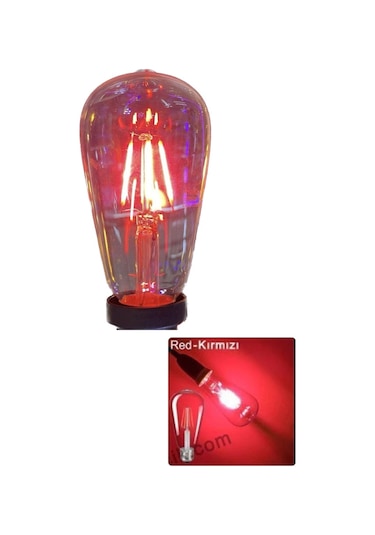 4 W Kırmızı Işık 4 Flamanlı Rustik E27 Duy Led Ampül Renkli 1 Adet
