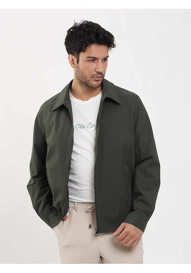 Dufy Haki Erkek Regular Fit Düz Klasik Yaka Bomber Mont - 104389-Haki