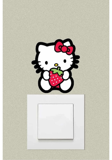 Sevimli Çilek Kafa Dekoratif Priz Sticker 10x8 Cm