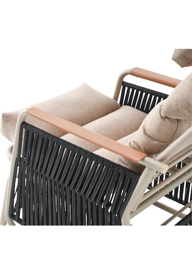 Rehome Space Ahşap Kollu Minderli Bahçe Koltuğu Bahçe Sandalyesi Cappuccino