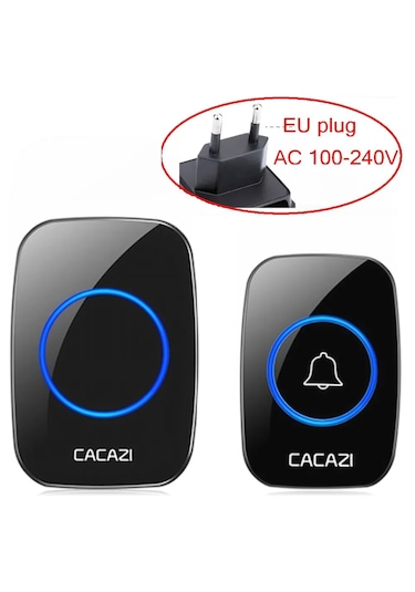 Cacazi A10 Kablosuz Kapı Zili 300m Menzil 60 Melodi Led Işıklı