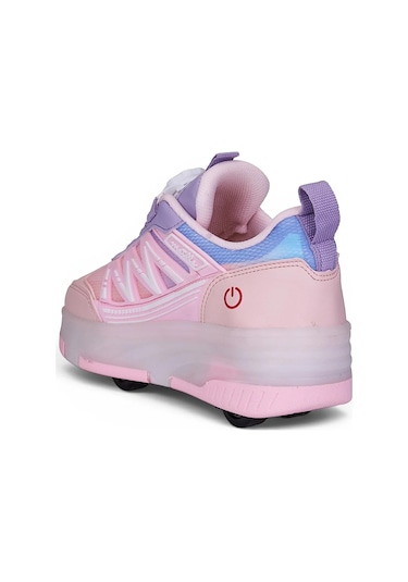 Tuğba Ortopedi Çocuk Kol Saati Hediyeli Işıklı Tekerlekli Sneaker Pudra