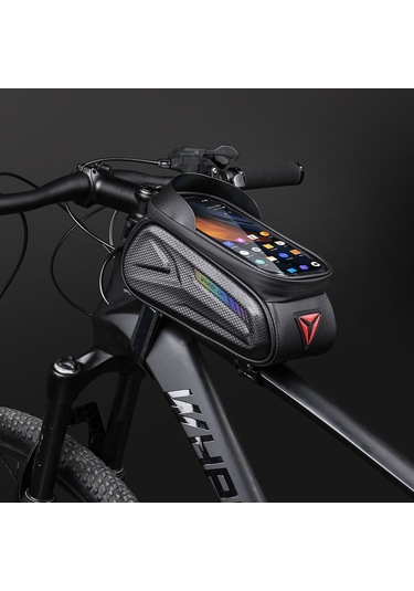 Wheel Up Su Geçirmez Bisiklet Üstü Ön Boru Çerçeve Çantası Büyük Kapasiteli 7 İnç Dokunmatik Ekran Telefon Çantası - Çok Renkli Yansıtıcı Çok Renkli