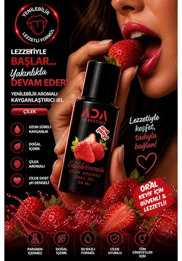 Çilekli 30 Ml Yenilebilir Aromalı Kayganlaştırıcı Jel