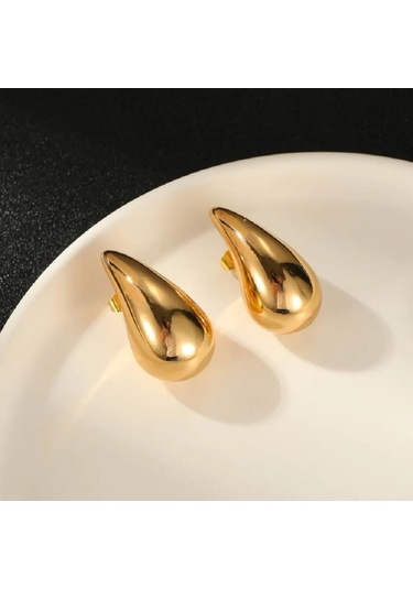 Bombeli Bottega Küpe Damla Model Küpe Gold Renk Sarı