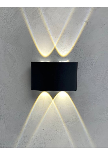 U2 Uranüs Siyah Kasa 10 W. Gün Işığı Dekoratif Çift Yönlü Iç Ve Dış Mekan Bahçe Balkon Teras Aplik Siyah