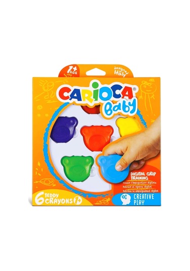 Carioca Jumbo Bebek Süper Yıkanabilir Keçeli Boya Kalemi ve Teddy Baby Crayons 6 Lı +1 Yaş Boya