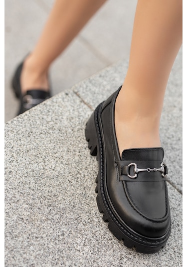 Daxtors Garantili D124 Kadın Kalın Taban Zincirli Loafer Günlük Ayakkabı 22sdaf100000008-130 001