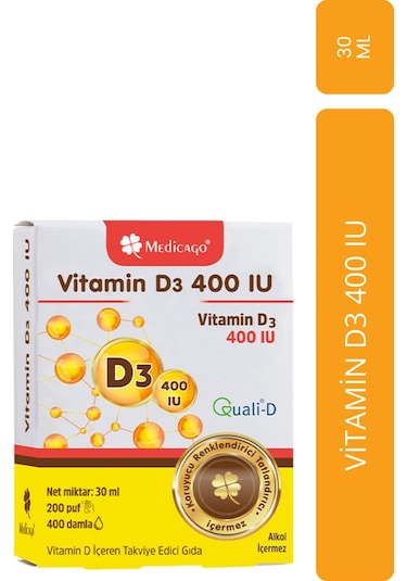 Medicago Vitamin D3 400IU İçeren Takviye Edici Gıda 30 ML