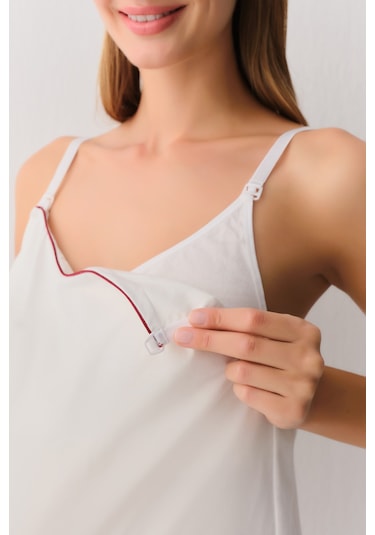 Suwen Pearl 3 Parçalı Hamile Lohusa Pijama Takımı Sh26212660t036 Ekru