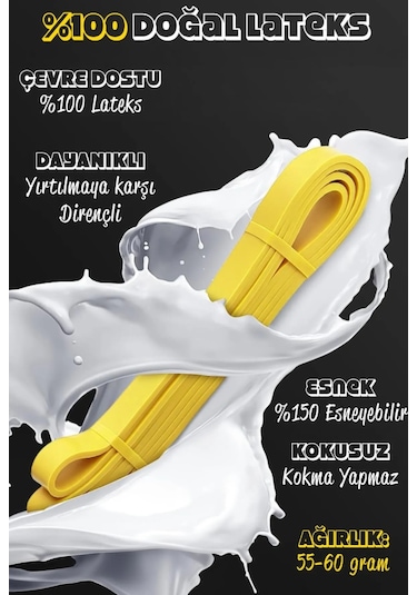 5 Kg Sarı Direnç Bandı Kas Geliştirme Pilates Lastiği Hafif Sert Fitness Egzersiz Bandı Sarı