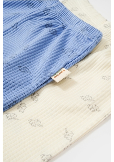 Organik Modal Fil Baskılı 2li Patikli Pantolon 001