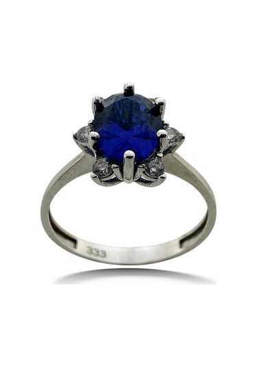 Oval Safir Taşlı Pırlanta Model Beyaz Altın Yüzük