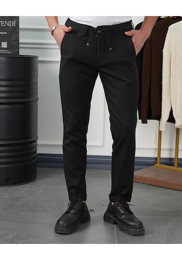 Modefendi Pamuk Likra Slim Fit Jogger Pantolon Siyah