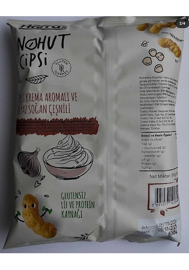 Nohut Cipsi Ekşi Krema Ve Beyaz Soğan Çeşnili 12 Adet X 50 Gr