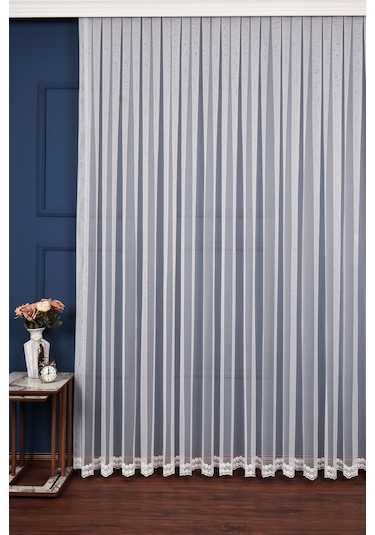 Grek Etek Nakış İşlemeli Papatya Desen Tül Perde